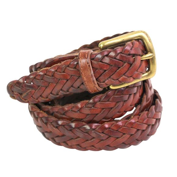Tresse a la Main BRAIDED BROWN REAL LEATHER 7/8" Wd CASUAL MEN'S BELT Sz 40 (63A - Picture 1 of 13